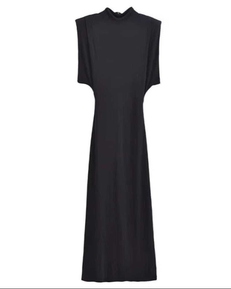 Fashion Black Slim Midi Dress for Women Classics Sexy Flying Sleeve Bodycon Dress Female Elegant Festival Evening Party Dresses