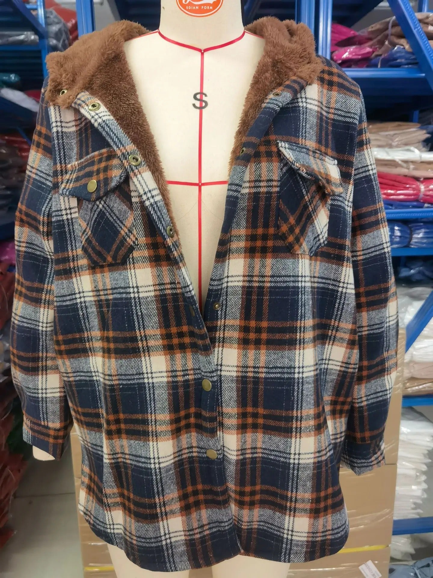 Plaid Hooded Casual Outerwear